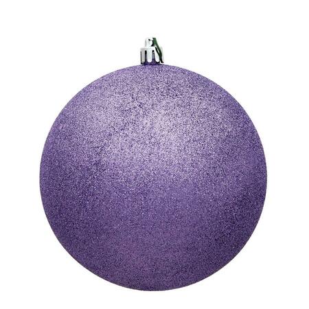 VICKERMAN 4 in. Lavender Glitter Christmas Ornament Ball, 6PK N591086DG